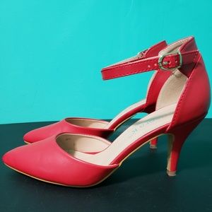 Red Ankle Strap Heels